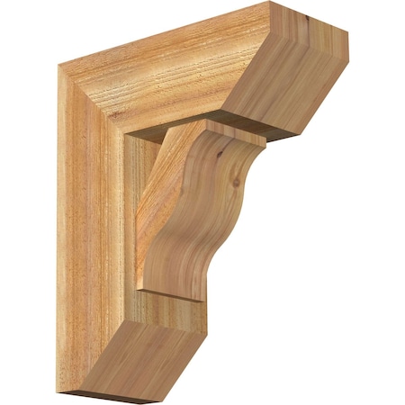 Ekena Millwork Funston Slat Rough Sawn Bracket w/ Offset Brace, Western Red Cedar, 8"W x 18"D x 22"H BKT0806X18X22FST06RWR